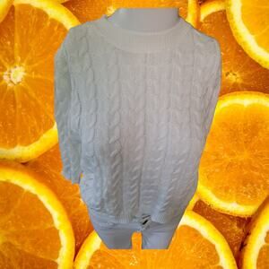White Cable‎ Knit Sweater with Open Back and Tie